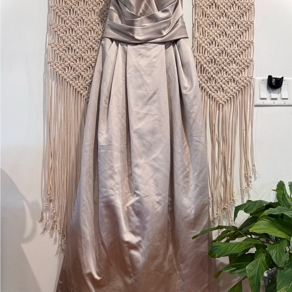 David's Bridal Cream Maxi Dress with Elegant Silhouette